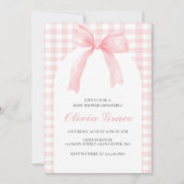Invitation Arc rose et en vichy baby shower préppant (Devant)