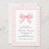 Invitation Arc rose et en vichy baby shower préppant (Devant)