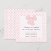 Invitation Arc rose filles pois anniversaire (Devant / Derrière)