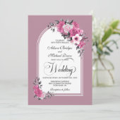 Invitation Arc rose Floral Dusty Mariage Rose (Debout devant)