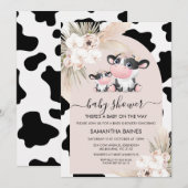 Invitation Arc rose Floral Saint Vache Vache Baby shower d'im (Devant / Derrière)