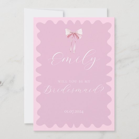 Invitation Arc rose ondulé serez-vous ma proposition de serva (Devant)