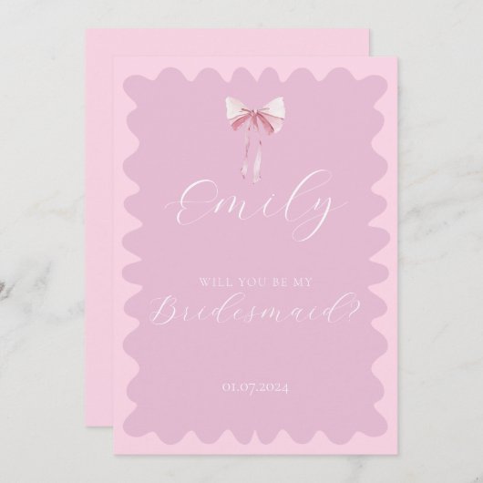 Invitation Arc rose ondulé serez-vous ma proposition de serva (Devant / Derrière)