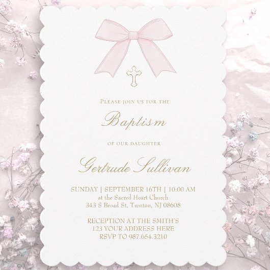 Invitation arc rose pâle | Baptême