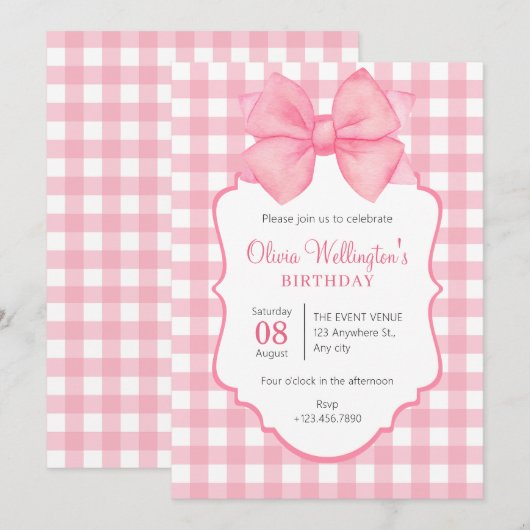 Invitation arc rose pastel (Devant / Derrière)