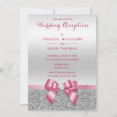 Invitation Arc rose romantique, réception argentée de parties (Devant)