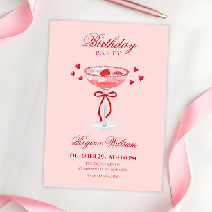 Invitation Arc rose rouge mignon cocktail d'anniversaire
