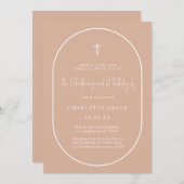 Invitation Arc rose vif moderne Jour du baptême (Devant / Derrière)