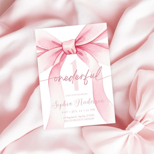 Invitation Arc Rouge Rose Anniversaire Onederful 1 an