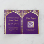 Invitation Arc royal pourpre perse QR Code Mariage musulman (Intérieur)
