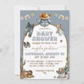 Invitation Arc Rustique Boho Wild West Blue Boy Baby shower (Devant)