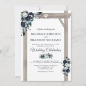 Invitation Arc Rustique Dusty Blue Floral Mariage (Devant)