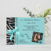 Invitation Arc turquoise avec les perles et les rayures (Debout devant)