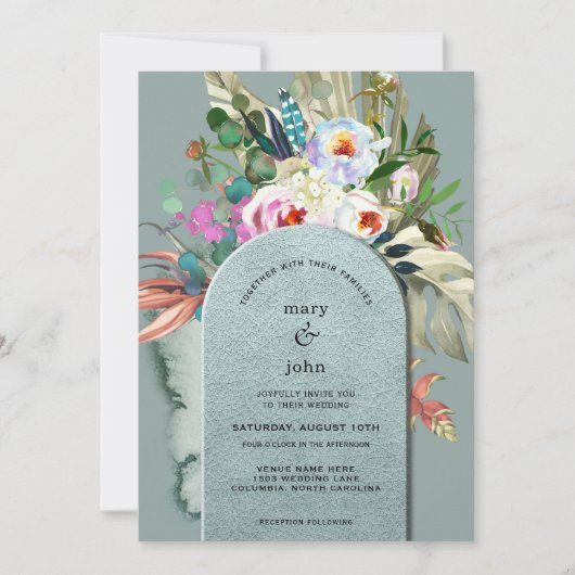 Invitation Arc Turquoise d'Eucalyptus Chic Aquamarine (Devant)
