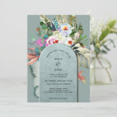 Invitation Arc Turquoise d'Eucalyptus Chic Aquamarine (Debout devant)