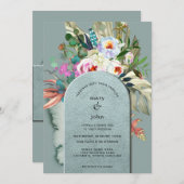 Invitation Arc Turquoise d'Eucalyptus Chic Aquamarine (Devant / Derrière)