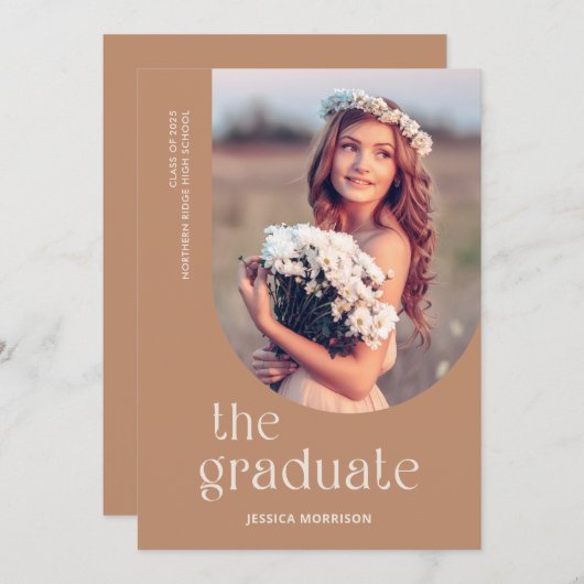 Invitation Arc Unique Moderne Terracotta Graduation Party (Devant / Derrière)