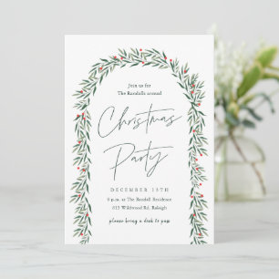 Invitation Arc verdoyant Script moderne fête de Noël