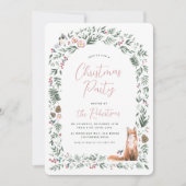 Invitation Arc vert Aquarelle Bois Fête de Noël (Devant)