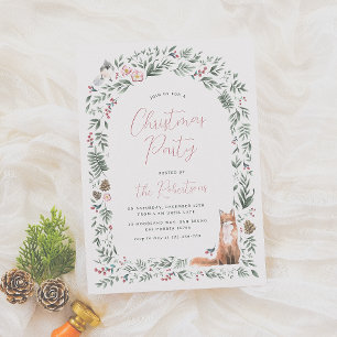 Invitation Arc vert Aquarelle Bois Fête de Noël