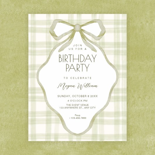 Invitation Arc vert doux pastel anniversaire