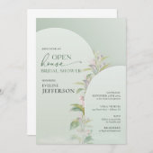 Invitation Arc vert moderne fleurs rousses Open House (Devant / Derrière)