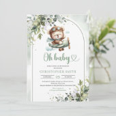 Invitation Arc vert neutre et sexiste pour le pilote d'ours e (Debout devant)