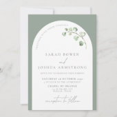 Invitation Arc Vert Sage Moderne Mariage Script Botanique En (Devant)