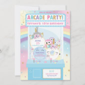 Invitation Arcade Anniversaire Fille Rainbow Unicorn (Devant)