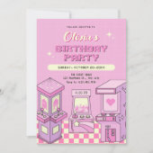 Invitation Arcade de jeu rose (Devant)