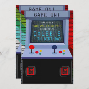 Invitation Arcade jeu vidéo fête d'anniversaire