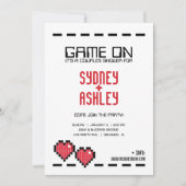 Invitation arcade rétro GAMER MARIAGE couple douche RED LOVE (Devant)