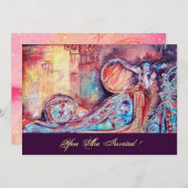 Invitation ARCADIE - BUTTERFLY PLANTE Bleu Rouge Rose Or Méta (Devant / Derrière)