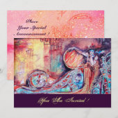 Invitation ARCADIE - PLANTE Bleu rouge rose rouge Champagne (Devant / Derrière)