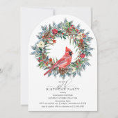 Invitation ARCH 25th Birthday Party Red Cardinal Wreath (Devant)