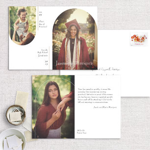 Invitation Arch 2 Photo Then & Now Graduation Announcement