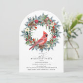 Invitation ARCH 95th Birthday Party Red Cardinal Wreath (Debout devant)