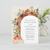 Invitation Arch Autumn Florals Citrouille Mariage (Debout devant)