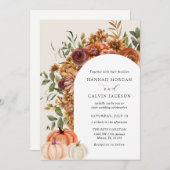 Invitation Arch Autumn Florals Citrouille Mariage (Devant / Derrière)