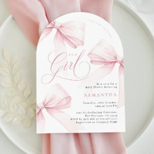 Invitation Arch Baby shower de fille de la ceinture rose