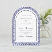 Invitation Arch bleu Mexicaine Talavera Espagnol Mariage (Debout devant)