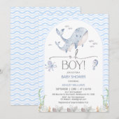 Invitation Arch Blue Oh Boy Fête Prénatale Sous l'Océan (Devant / Derrière)