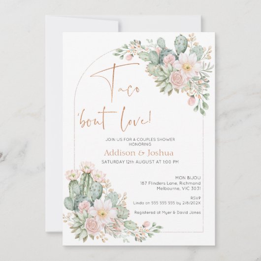 Invitation Arch Blush Floral Taco 'À propos d'amour Couples n (Devant)