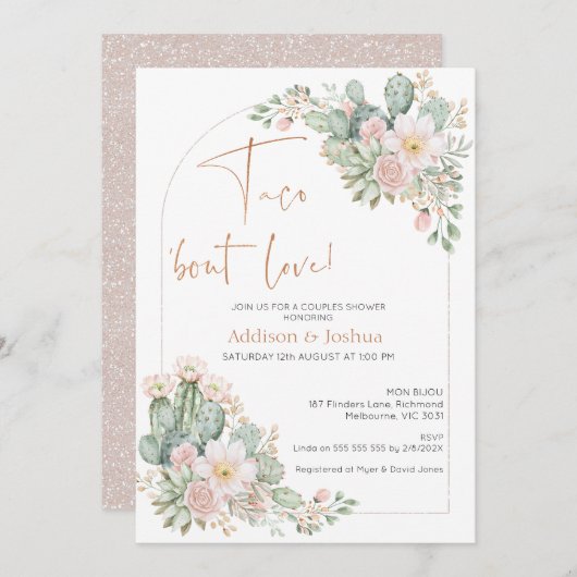 Invitation Arch Blush Floral Taco 'À propos d'amour Couples n (Devant / Derrière)