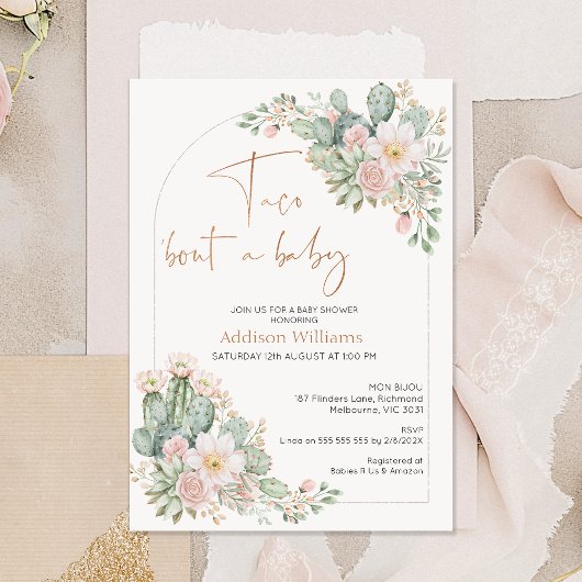 Invitation Arch Blush Floral Taco à propos d'un bébé