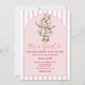 Invitation Arch Boho Cute Bunny pink bow baby shower (Devant)