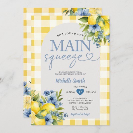 Invitation Arch Boho Elle A Trouvé Son Citron Fête des mariée (Devant / Derrière)