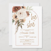 Invitation Arch Boho Floral Genre Révéler Lui ou Elle (Devant)