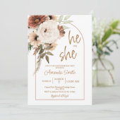 Invitation Arch Boho Floral Genre Révéler Lui ou Elle (Debout devant)