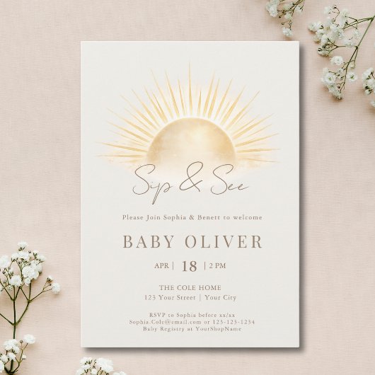 Invitation Arch Boho Or Soleil Doré Beige